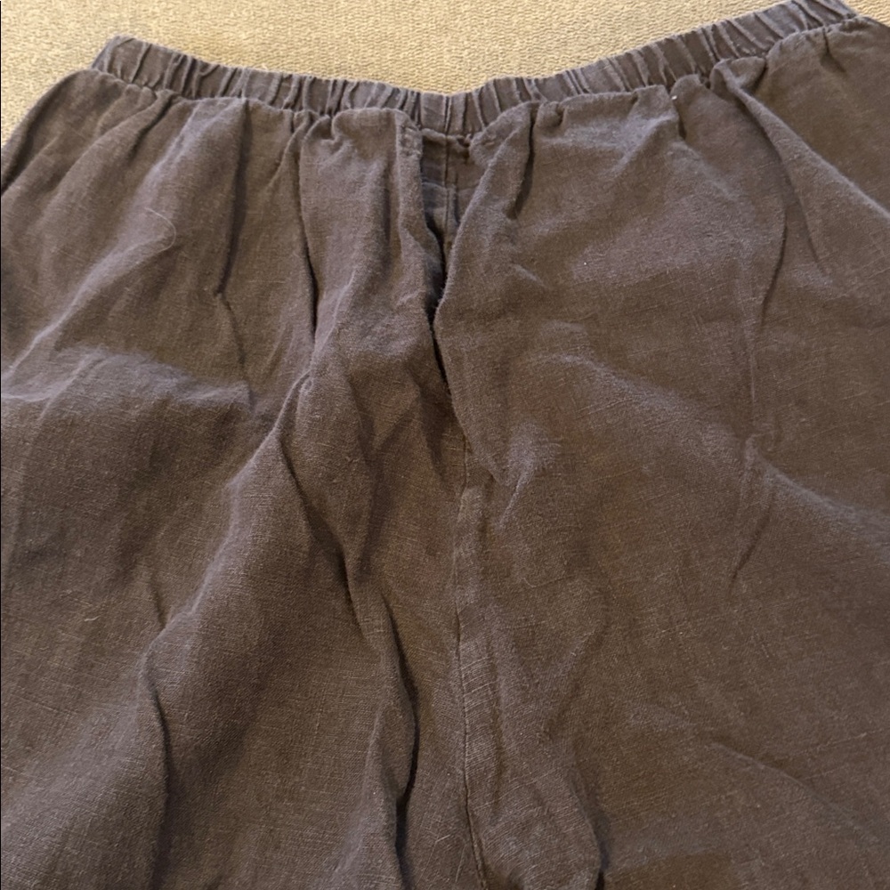 FLAX Pull-On Elastic Waist Brown Pants Size Medium Linen Pockets (TD) - Picture 6 of 7